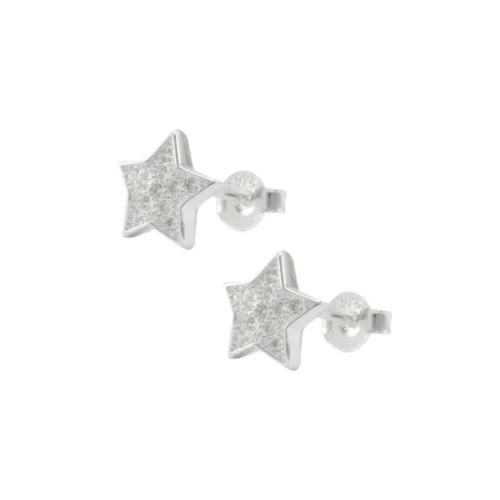 Aros de Plata Estrella Con Micro Circones