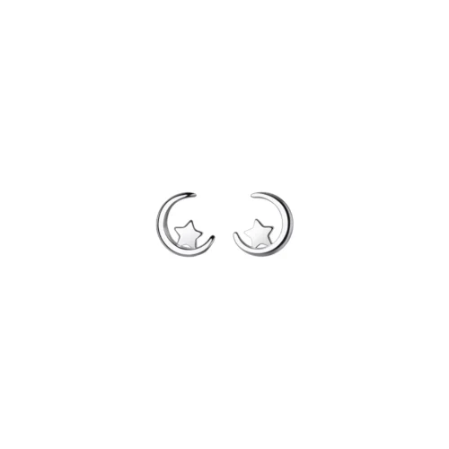 Aros Plata Diseño Luna y Estrella