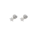 Aros De Plata 925 Estrella Lisa