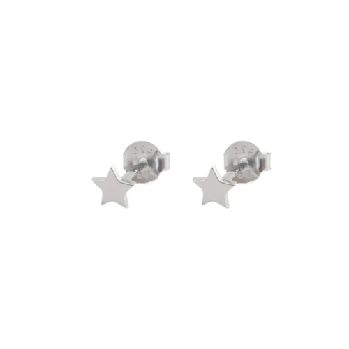 Aros De Plata 925 Estrella Lisa