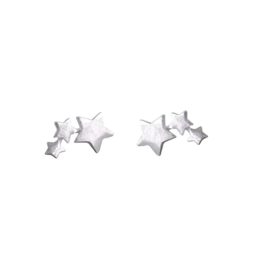 Aros De Plata 925 Estrellas Satinadas