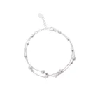Pulsera Plateada Estrella Doble Cadena