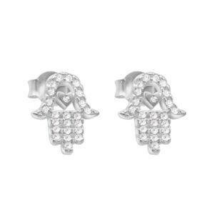 Aros de Plata Mano de Fátima con Micro Circones