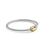 Pulsera Plateada para Dijes o Charm con Broche Dorado
