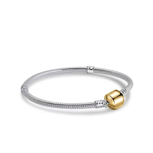 Pulsera Plateada para Dijes o Charm con Broche Dorado