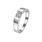Anillo De Plata Lisa Con Circon