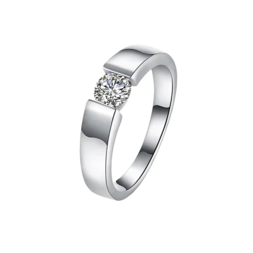Anillo De Plata Lisa Con Circon
