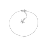 Tobillera de Plata Cadena Lisa Rolo Estrella