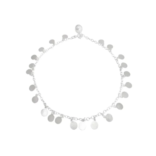 Tobillera De Plata Con Círculos Colgantes