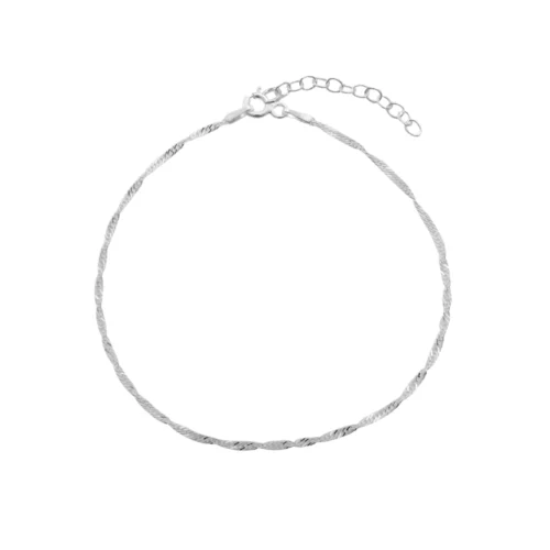 Pulsera De Plata Cadena Singapur