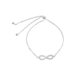 Pulsera De Plata Ajustable Infinito Con Micro Circón