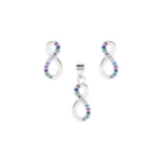 Conjunto de Aros y Colgante De Plata Infinito Con Circones