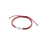 Pulsera De Macramé Roja Con Esferas y Corazón De Plata