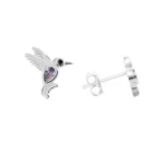 Aros de Plata Con Colibríes y Circón Lavanda