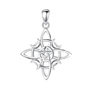 Colgante De Plata Nudo De Brujas Y Luna