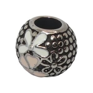 Charm de Acero Inoxidable Envejecido con Flores