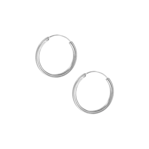 Aros de Plata Argollas Lisas Con Borde Cuadrado