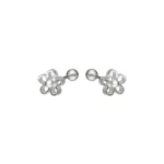Aros de Plata Flor Con Tope Tuerca