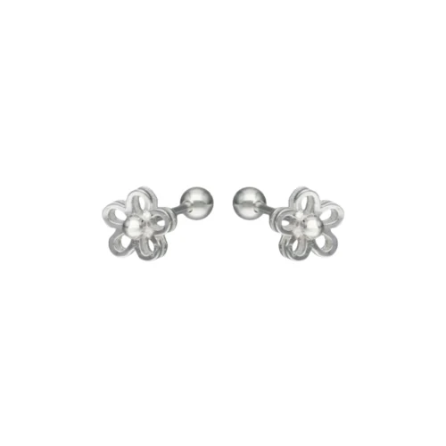 Aros de Plata Flor Con Tope Tuerca