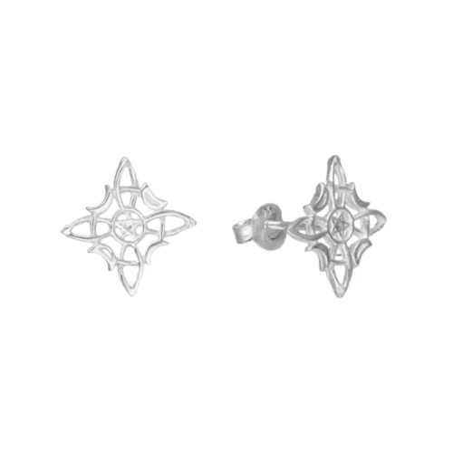 Aros de Plata 925 Nudo de Brujas y Lunas