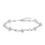 Pulsera Plateada Rombos y Circones