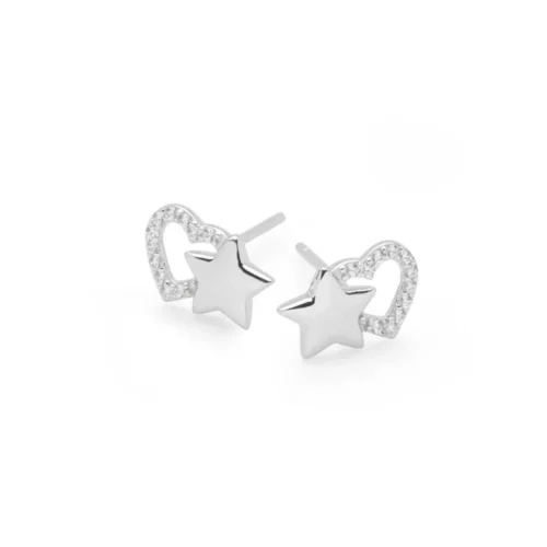 Aros de Plata Corazón de Circones y Estrella