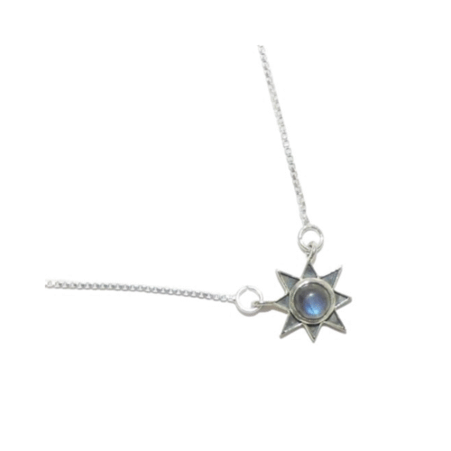 Collar de Plata Sol Envejecido con Cuarzo Azulado