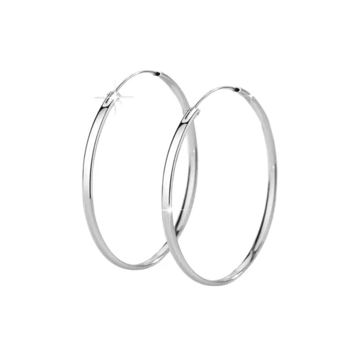 Aros Plata Argolla Borde Ovalado 50 mm