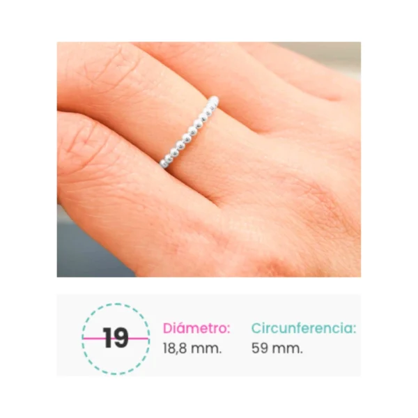 Anillo de Plata 925 Anti Estrés Camino de Esferas Talla 19 Talla Anillo de Plata 925 Anti Estrés Camino de Esferas Talla 19 Talla