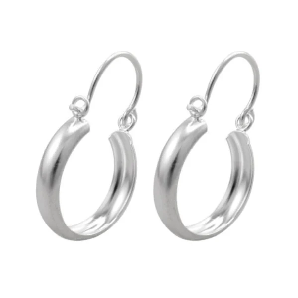 Aros De Plata 925 Argolla Lisa Bote 20 mm Izquierda