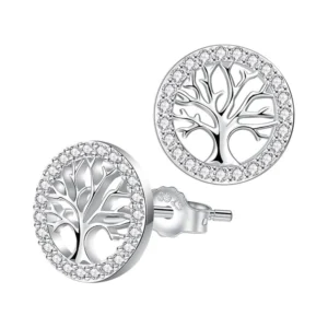 Aros De Plata Arbol De La Vida Con Circonitas