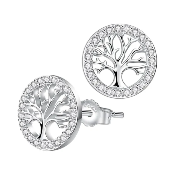 Aros De Plata Arbol De La Vida Con Circonitas