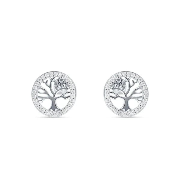 Aros De Plata Arbol De La Vida Con Circonitas Frontal