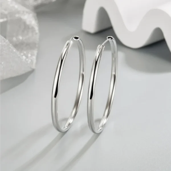 Aros Plata Argolla Borde Ovalado 30 mm Fondo Aros Plata Argolla Borde Ovalado 30 mm Fondo