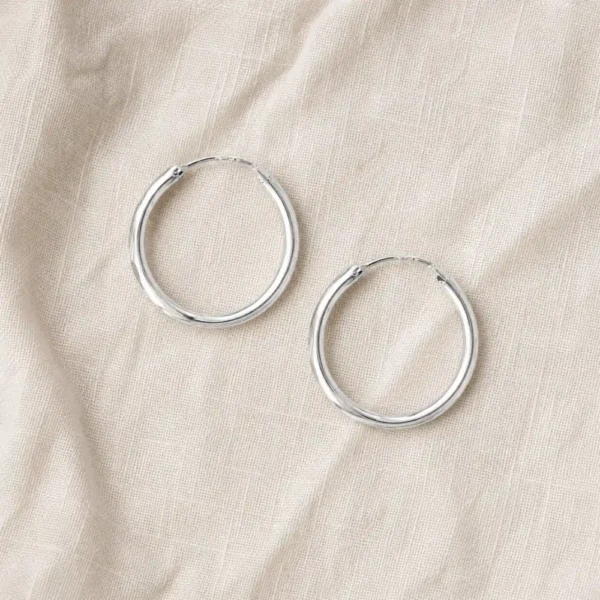 Aros Plata Argolla Borde Ovalado 30 mm Lino Aros Plata Argolla Borde Ovalado 30 mm Lino