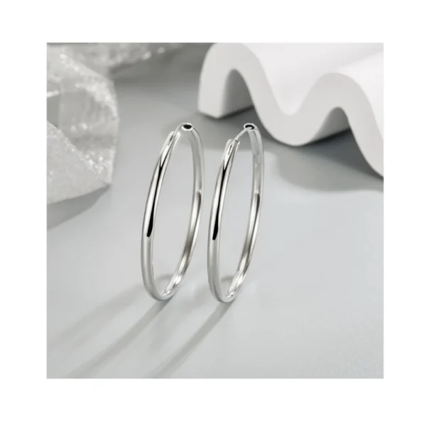 Aros Plata Argolla Borde Ovalado 30 mm Model Aros Plata Argolla Borde Ovalado 30 mm Model