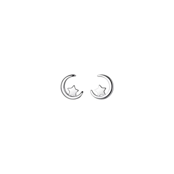 Aros Plata Diseño Luna y Estrella
