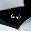 Aros Plata Diseño Luna y Estrella Fondo Aros Plata Diseño Luna y Estrella Fondo