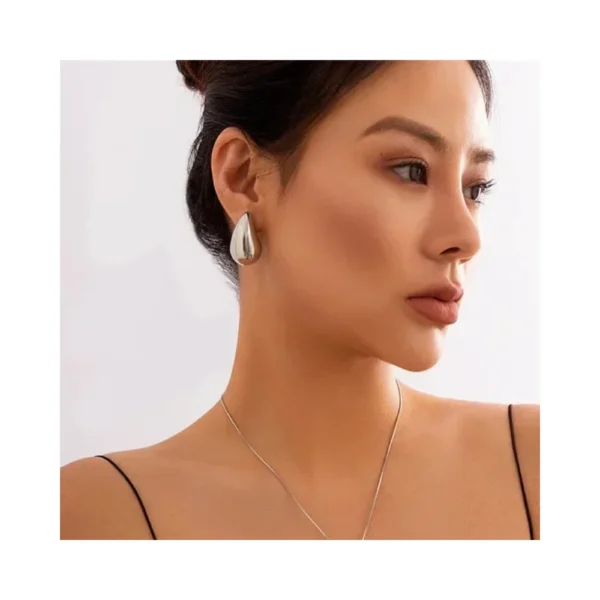 Aros Plata Estilo Gota Chunky 31 mm Cara
