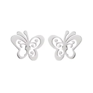 Aros Plateados Satinados Mariposa