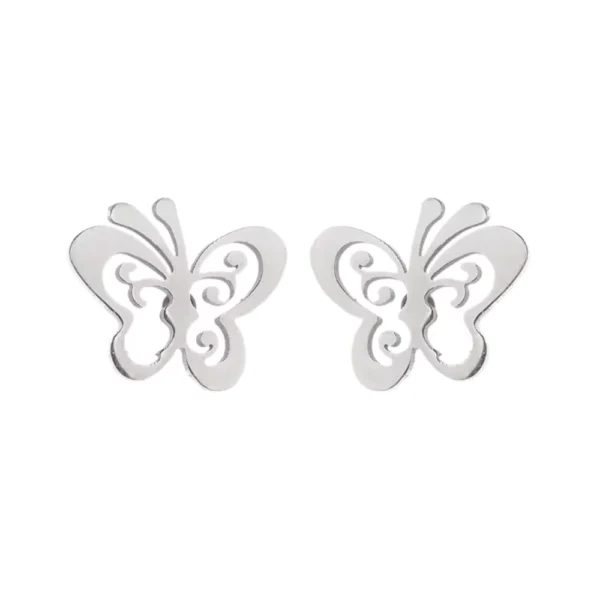 Aros Plateados Satinados Mariposa Aros Plateados Satinados Mariposa