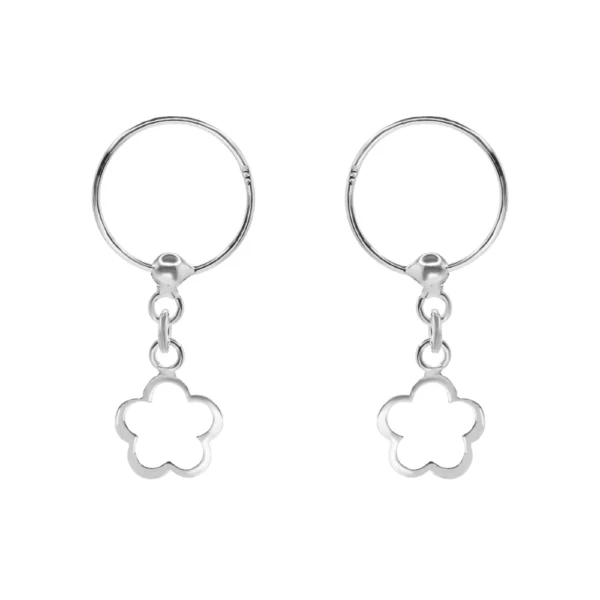 Aros de Plata 925 Argolla con Relieve de flor Aros de Plata 925 Argolla con Relieve de flor