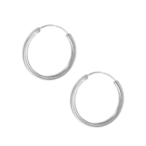 Aros de Plata 925 Argollas Lisas con Borde Cuadrado