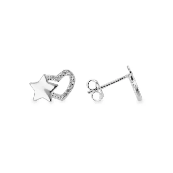 Aros de Plata 925 Corazón de Circones y Estrella Aros de Plata 925 Corazón de Circones y Estrella