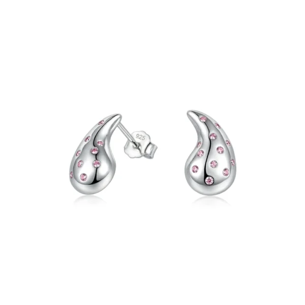 Aros de Plata 925 Estilo Gota Circones Rosa Francia Aros de Plata 925 Estilo Gota Circones Rosa Francia