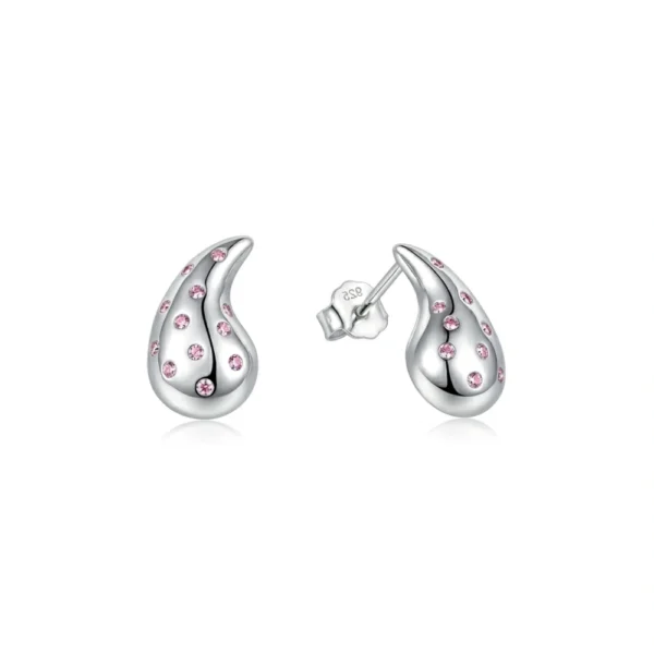 Aros de Plata 925 Estilo Gota Circones Rosa Francia Derecha Aros de Plata 925 Estilo Gota Circones Rosa Francia Derecha