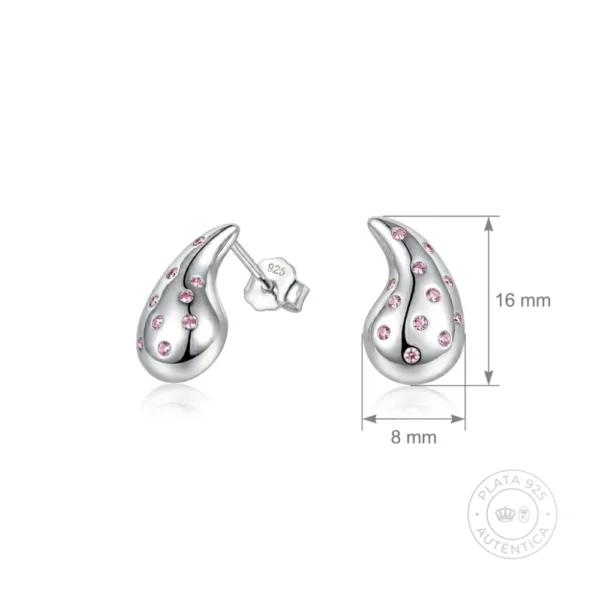 Aros de Plata 925 Estilo Gota Circones Rosa Francia Medidas Aros de Plata 925 Estilo Gota Circones Rosa Francia Medidas