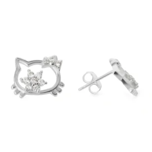 Aros de Plata 925 Figura Hello Kitty Con Circones Aros de Plata 925 Figura Hello Kitty Con Circones