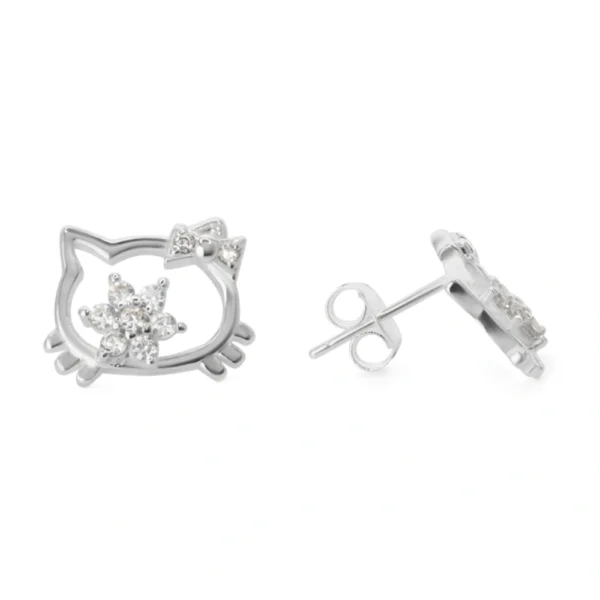 Aros de Plata 925 Figura Hello Kitty Con Circones Aros de Plata 925 Figura Hello Kitty Con Circones