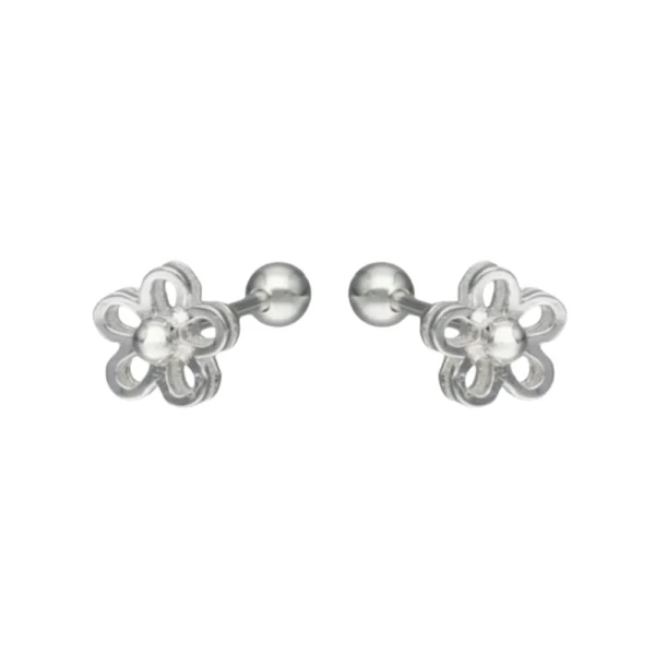 Aros de Plata 925 Flor con Tope Tuerca Aros de Plata 925 Flor con Tope Tuerca